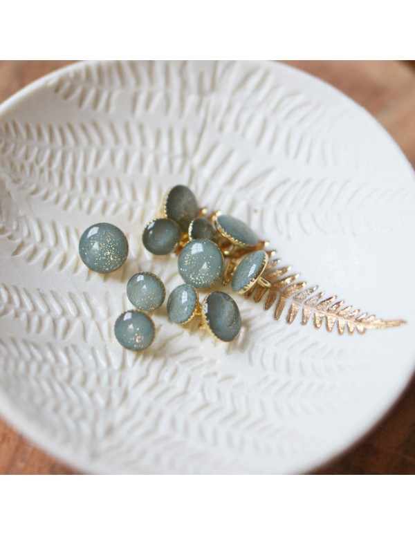 Cranberry, Bouton de bottine pailleté or, Vert verveine (11mm), Lise Tailor