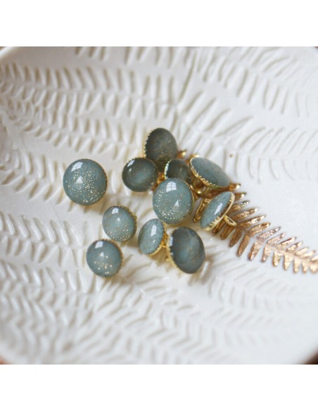 Cranberry, Bouton de bottine pailleté or, Vert verveine (11mm), Lise Tailor