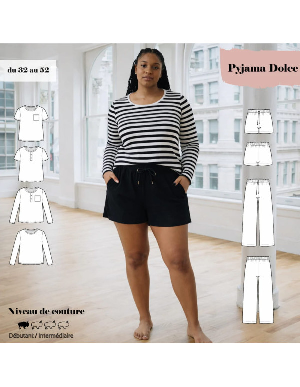 Cranberry patron femme tshirt et pyjama dolce du 32 au 52 super bison