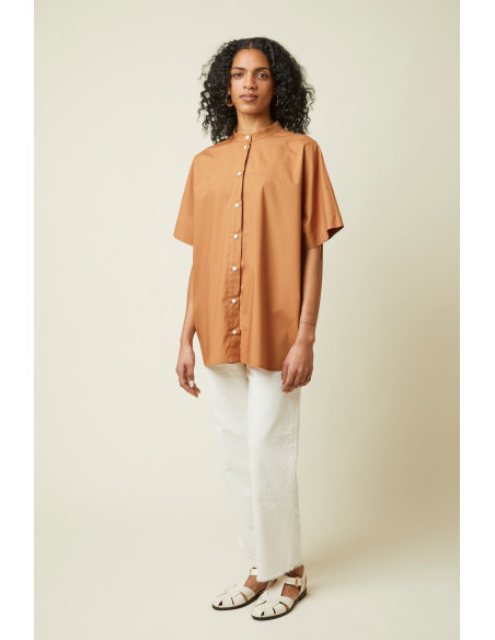 cranberry popeline de coton pecan pie atelier brunette marron camel
