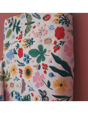 Cranberry, tissu patchwork popeline coton curio pink gold metallic rifle paper cotton steel insectes cabinet curiosites