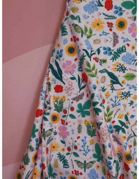 Cranberry, tissu patchwork popeline coton curio pink gold metallic rifle paper cotton steel insectes cabinet curiosites