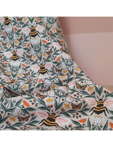 Cranberry popeline de coton biologique honey garden cloud9 tissu patchwork