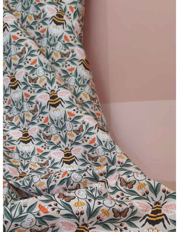 Cranberry popeline de coton biologique honey garden cloud9 tissu patchwork
