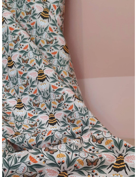 Cranberry popeline de coton biologique honey garden cloud9 tissu patchwork