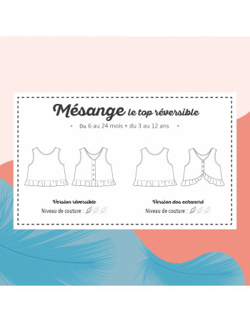 Cranberry, Patron enfant fille top reversible a volants mesange du 6 mois au 12 ans, Marmai patterns
