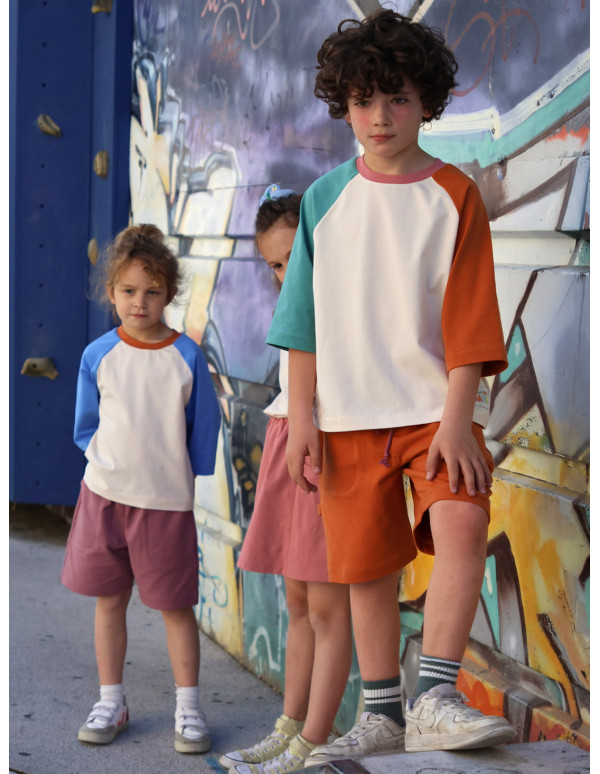 Cranberry, patron couture Marmai patterns pochette enfant mixte kids, Tshirt raglan et short bermuda 3 au 12 ans