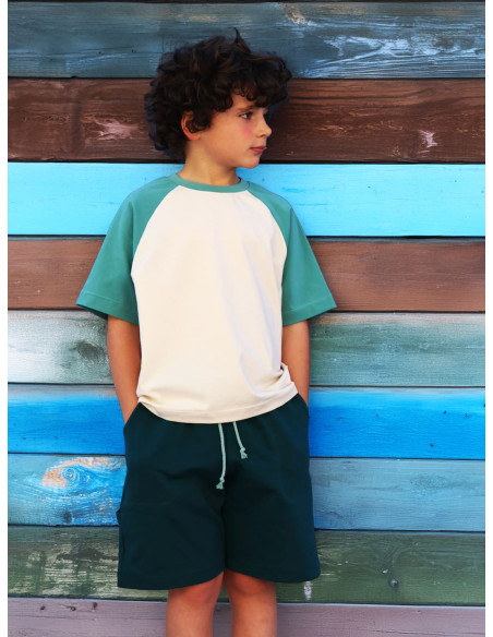 Cranberry, patron couture Marmai patterns pochette enfant mixte kids, Tshirt raglan et short bermuda 3 au 12 ans