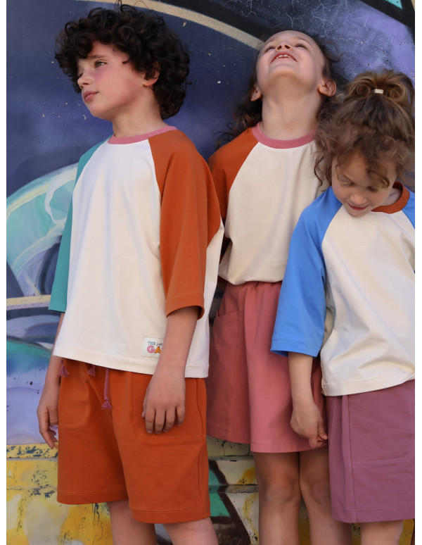 Cranberry, patron couture Marmai patterns pochette enfant mixte kids, Tshirt raglan et short bermuda 3 au 12 ans
