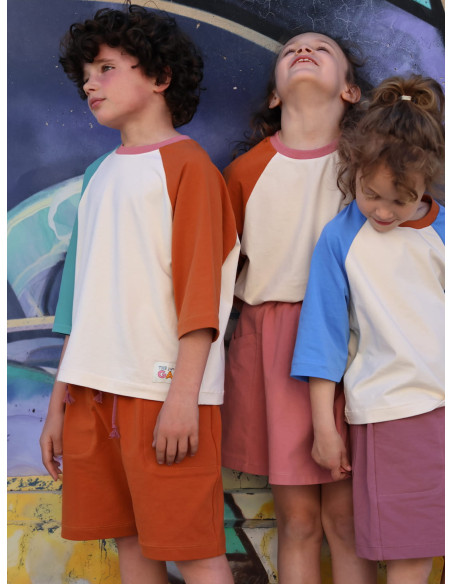 Cranberry, patron couture Marmai patterns pochette enfant mixte kids, Tshirt raglan et short bermuda 3 au 12 ans