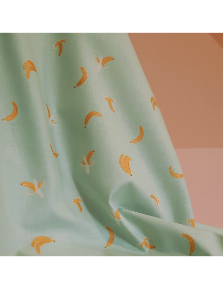 Cranberry, tissu patchwork popeline coton orchard bananas bananes vert menthe cotton steel rifle paper metallic fabric
