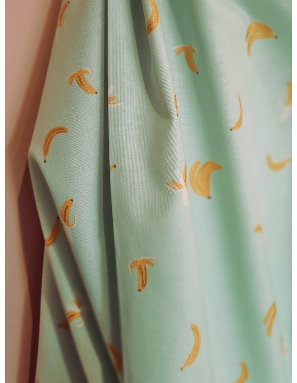 Cranberry, tissu patchwork popeline coton orchard bananas bananes vert menthe cotton steel rifle paper metallic fabric