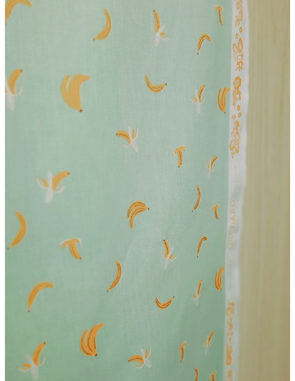 Cranberry, tissu patchwork popeline coton orchard bananas bananes vert menthe cotton steel rifle paper metallic fabric