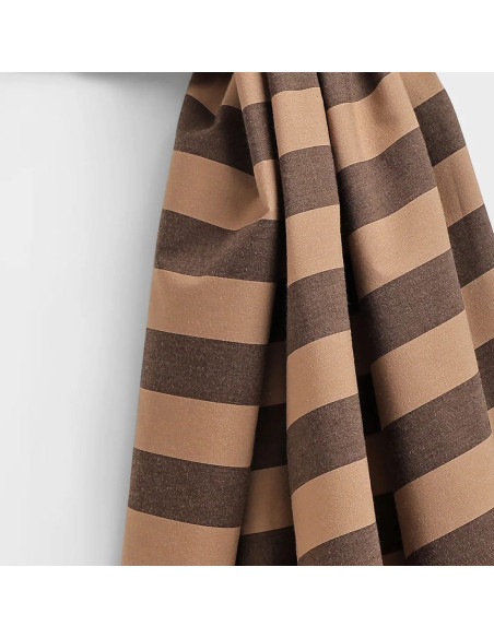 Cranberry tissu de coton stripes oat chocolate atelier brunette rayures marron
