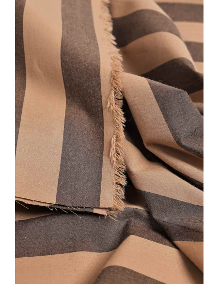 Cranberry tissu de coton stripes oat chocolate atelier brunette rayures marron
