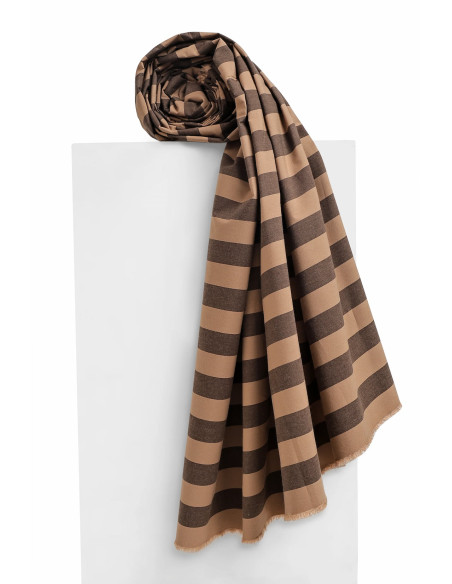 Cranberry tissu de coton stripes oat chocolate atelier brunette rayures marron