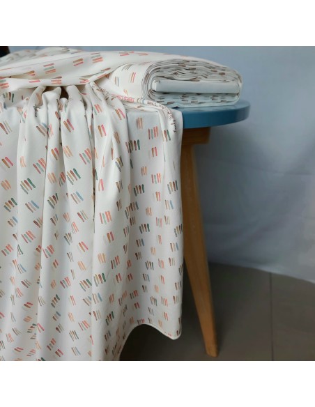 Jersey de coton bio Cranberry, Traits aquarelle Digital, Poppy Fabrics