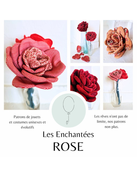 Cranberry, Patron pochette fleur Rose Les enchantees