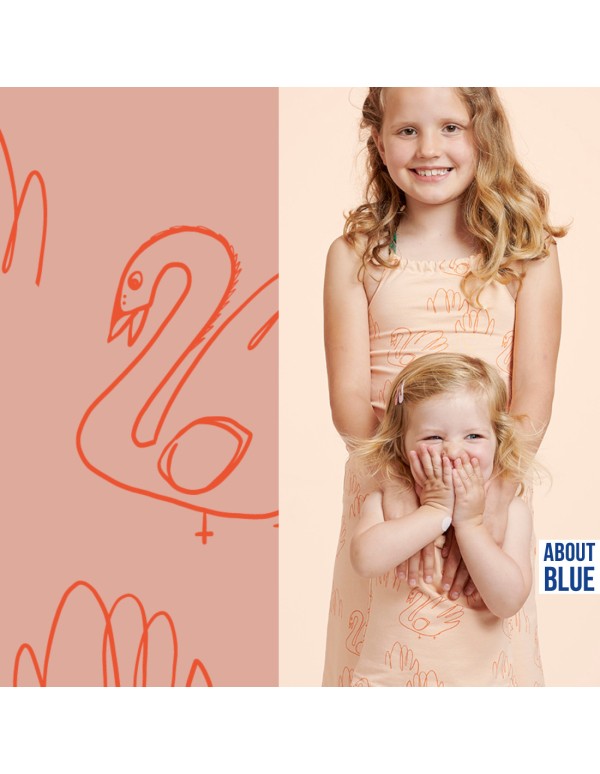 French Terry de coton Cranberry, Let me be a Swan