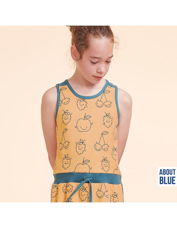 Jersey éponge de coton Cranberry, Happy Fruits, About Blue