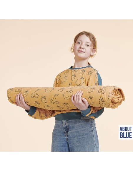 Jersey éponge de coton Cranberry, Happy Fruits, About Blue