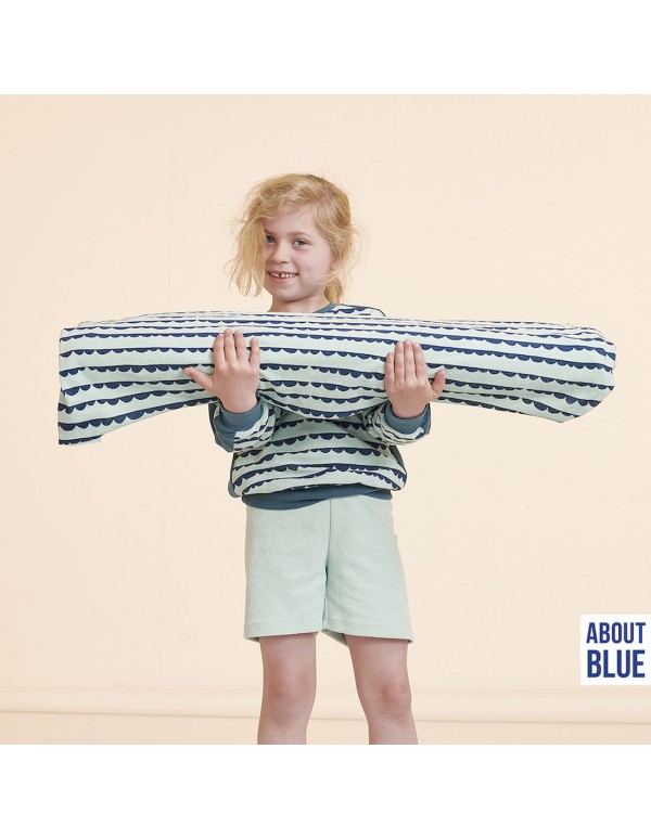 Jersey éponge de coton Cranberry, Dotty Stripes, About Blue