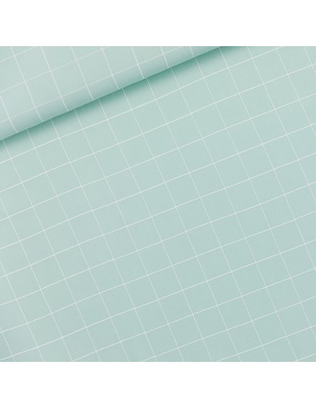 Toile de viscose Cranberry, Thin grid vert d'eau, See you at six