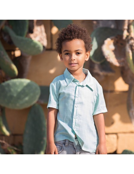 Toile de viscose Cranberry, Thin grid vert d'eau, See you at six