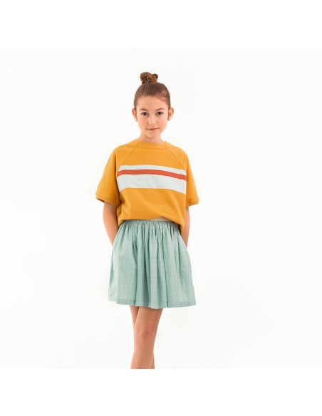 Toile de viscose Cranberry, Thin grid vert d'eau, See you at six