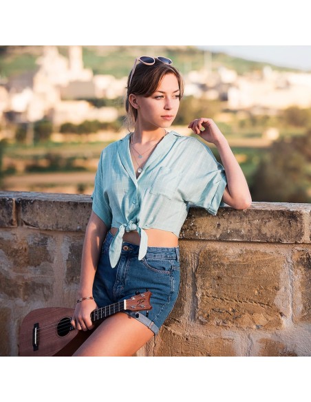 Toile de viscose Cranberry, Thin grid vert d'eau, See you at six