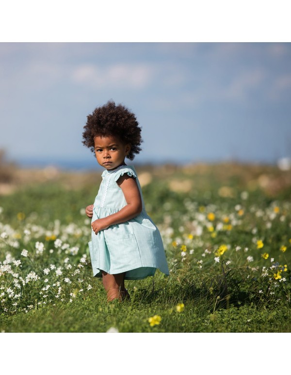 Toile de viscose Cranberry, Thin grid vert d'eau, See you at six