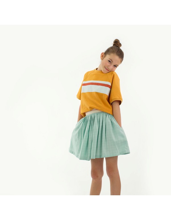 Toile de viscose Cranberry, Thin grid vert d'eau, See you at six