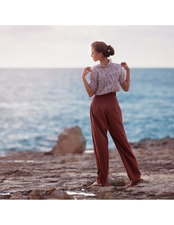 Toile de viscose Cranberry, Willow leaves, See you at six