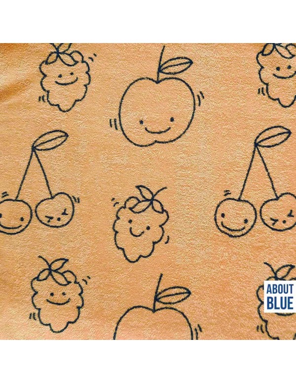 Jersey éponge de coton Cranberry, Happy Fruits, About Blue