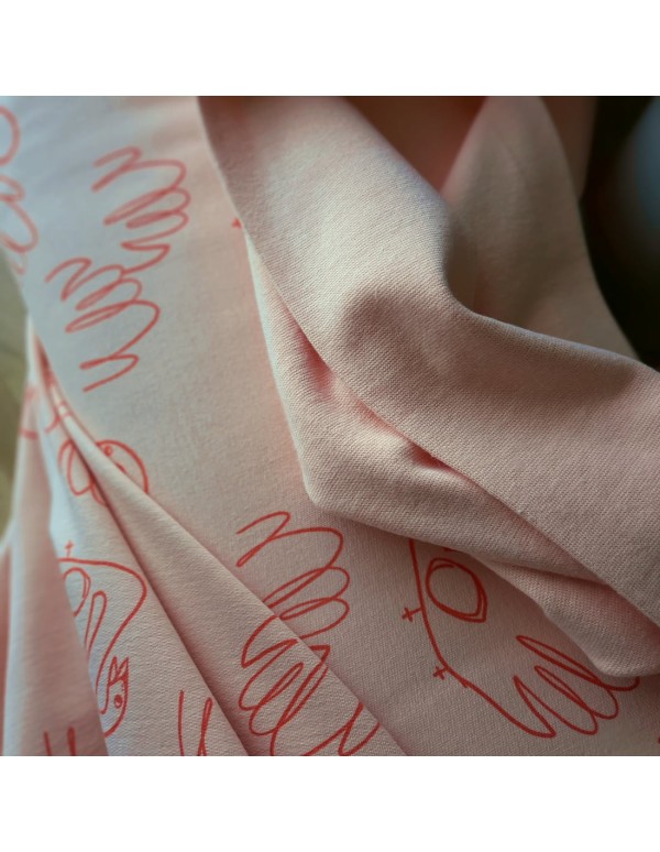 French Terry de coton Cranberry, Let me be a Swan