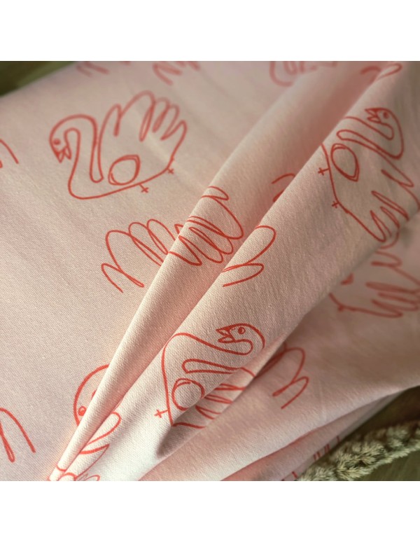 French Terry de coton Cranberry, Let me be a Swan