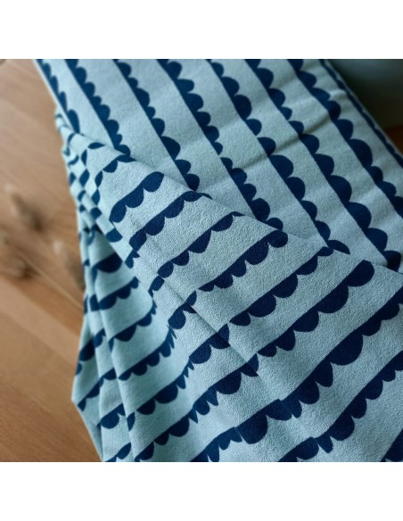 Jersey éponge de coton Cranberry, Dotty Stripes, About Blue
