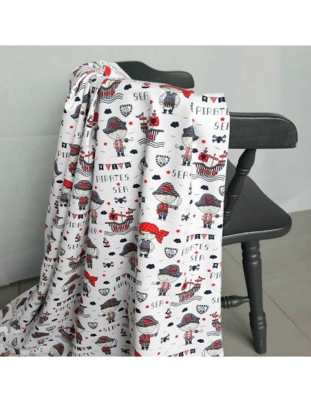 Jersey de coton Cranberry, Pirates, fond blanc, Poppy