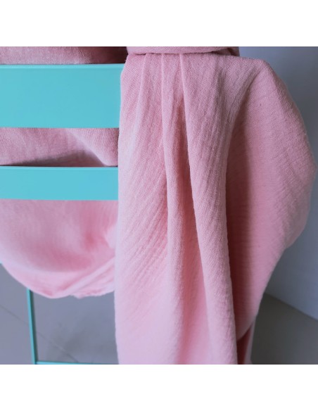 Double gaze de coton Cranberry, couleur rose poudré