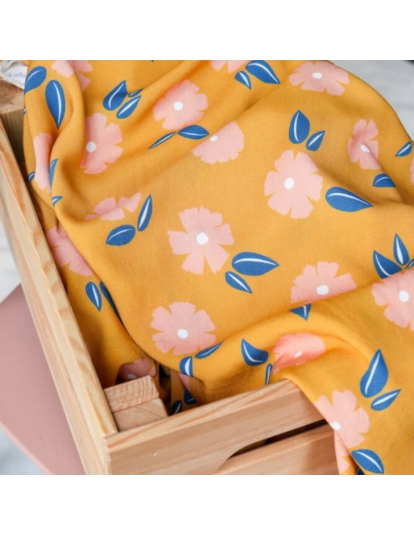 Toile de viscose Cranberry, Rosée estivale, Jaune moutarde, Lise Tailor