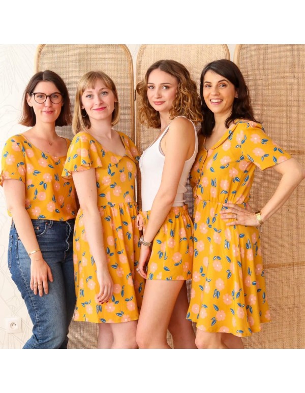 Toile de viscose Cranberry, Rosée estivale, Jaune moutarde, Lise Tailor