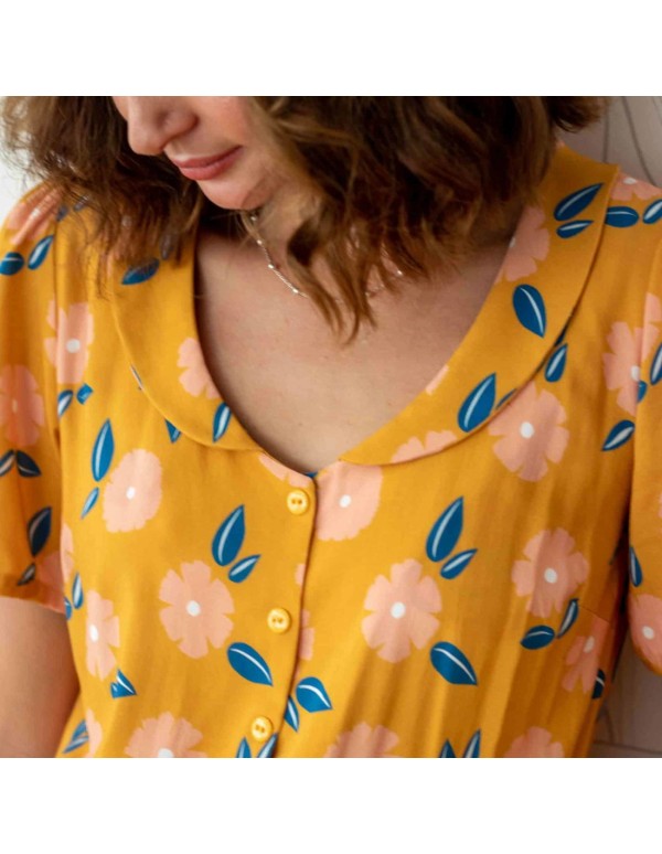 Toile de viscose Cranberry, Rosée estivale, Jaune moutarde, Lise Tailor