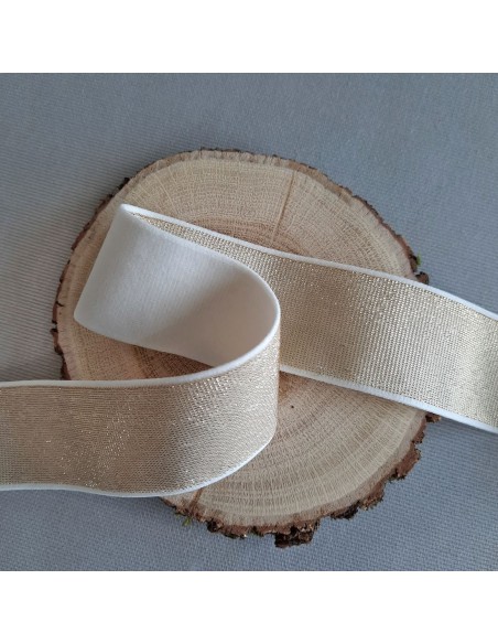 Elastique fantaisie Cranberry, doré sur fond blanc, doux