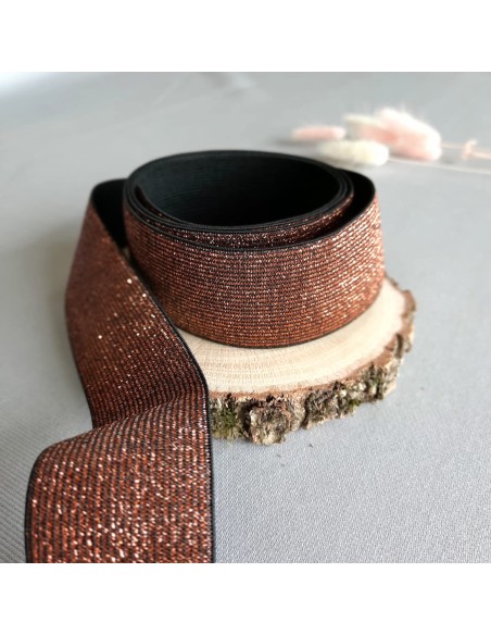 Elastique fantaisie Cranberry, cuivré sur fond noir