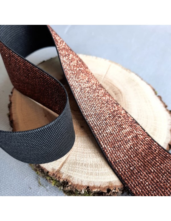 Elastique fantaisie Cranberry, cuivré sur fond noir