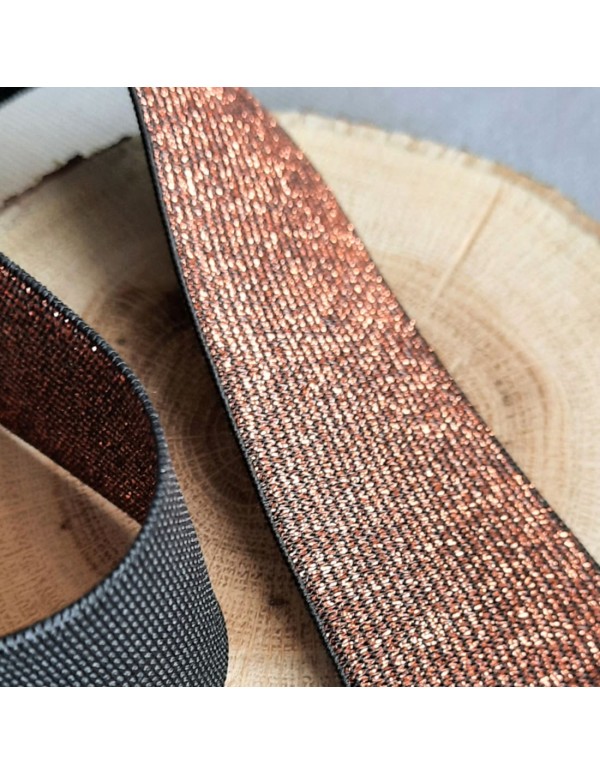 Elastique fantaisie Cranberry, cuivré sur fond noir