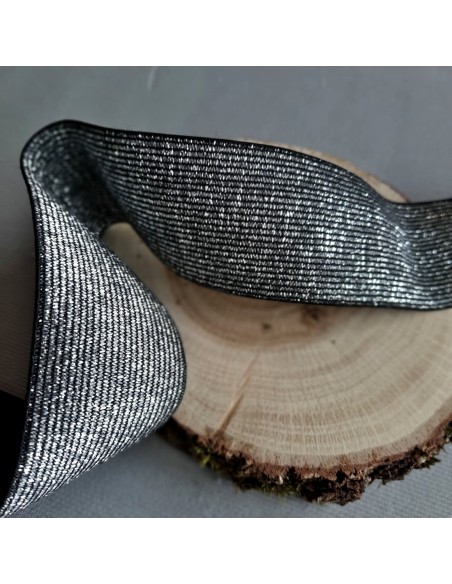 Elastique fantaisie Cranberry, argenté sur fond noir