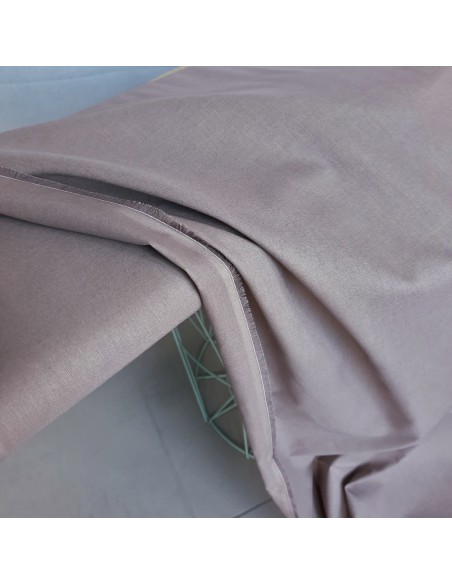 Popeline de coton biologique GOTS, Cranberry, Taupe