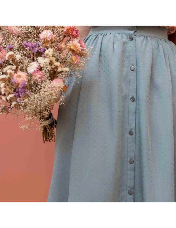 Plumetis de viscose Cranberry, Dottie Verveine, Lise Tailor