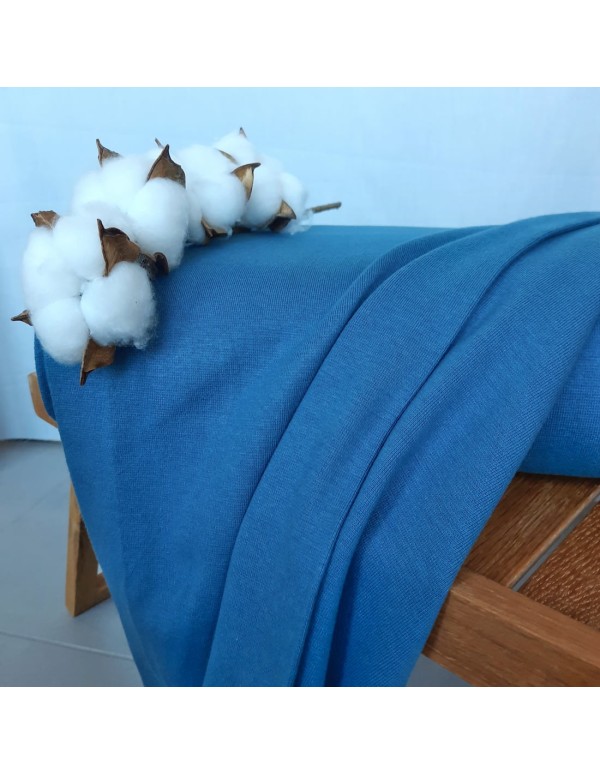 Bord côte de coton biologique Cranberry, Bleu jean